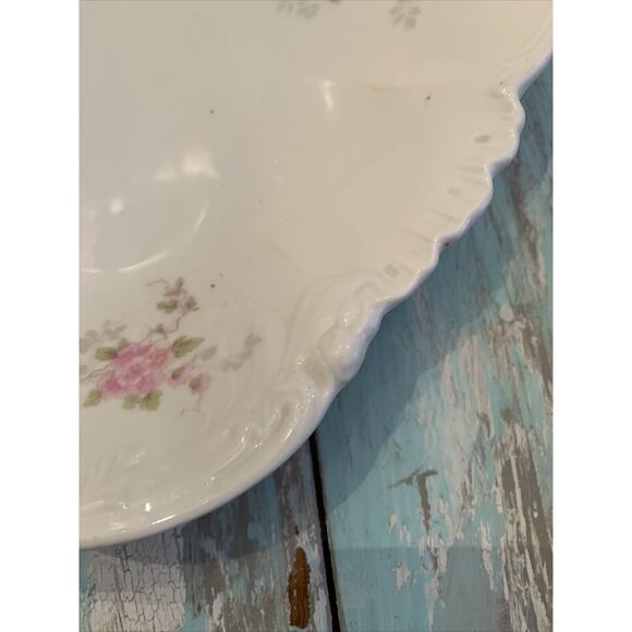 Vintage Imperial H & C Carlsbad Austria Large 19" Platter Pink Floral Green Leav - Picture 4 of 11